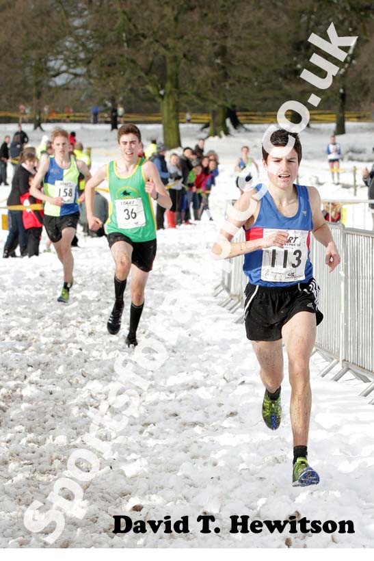 Patrick Dever (Preston Harriers) wins the under-17s men Northern Cross Country Championships.